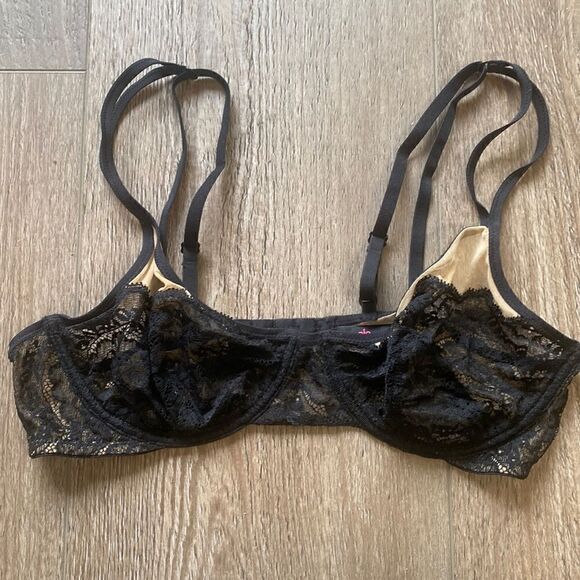Cosabella Black Lace & Sheer Nude Unlined Underwire Bra - Picture 1 of 6